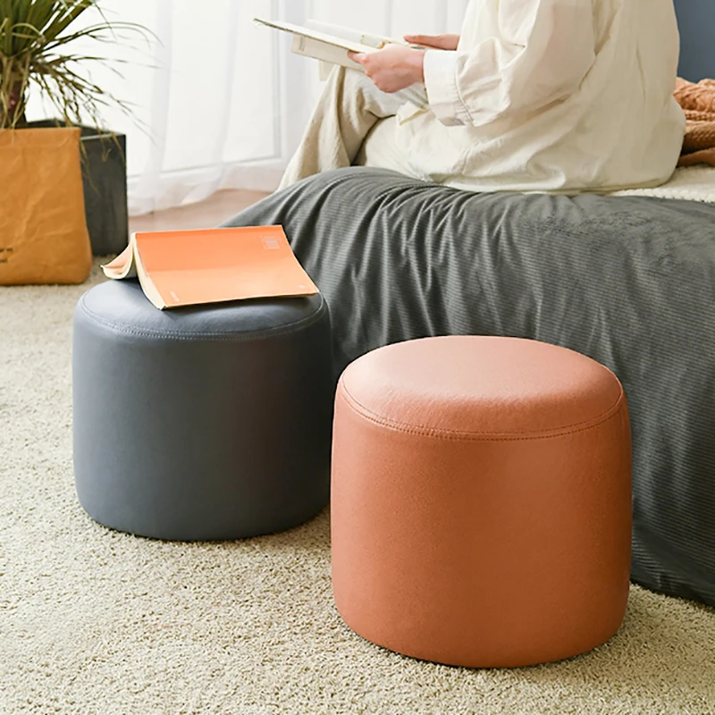 

Modern Shoe Changing Stool Minimalist Relax Nordic Design Round Luxury Foot Stool Hallway Cushion Living Room Sgabello Furniture