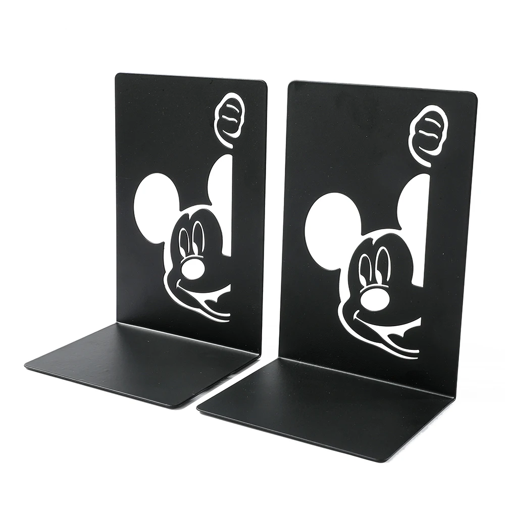 Anime Disney Mickey Bookends 2Pcs Non-slip Metal Bookends Fans Collection Office Bookends Organise Desktop book organizer,book holder,book stand