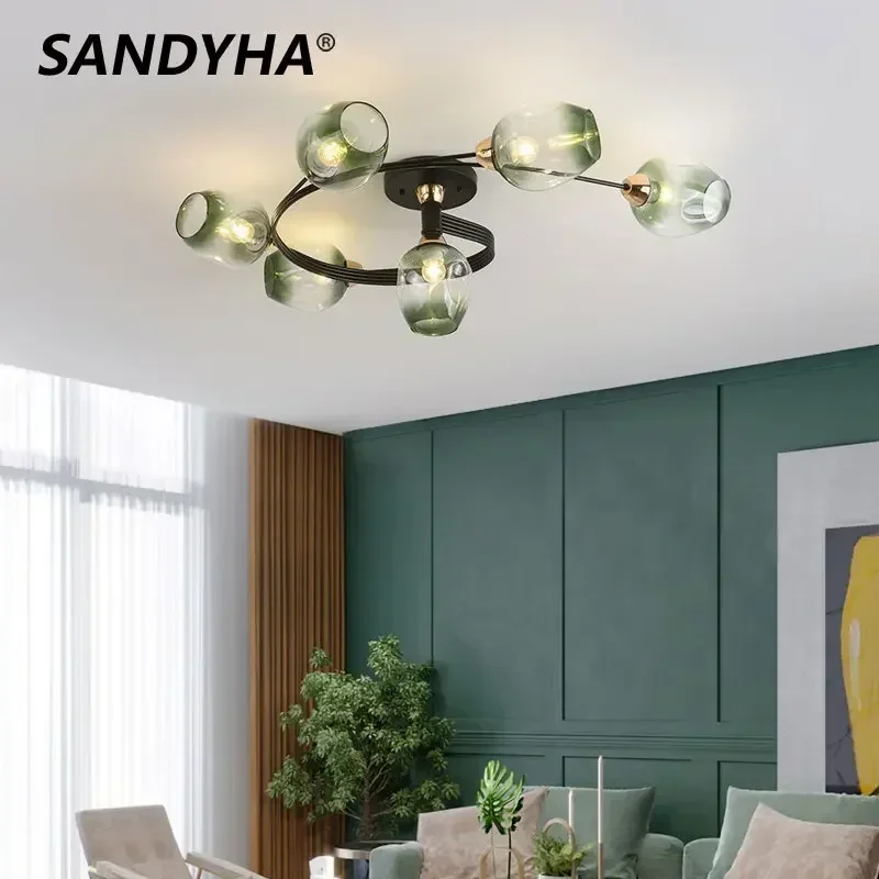 

Led Lights Modern Nordic Minimal Design Spiral Shape Ceiling Lamps Art Lighting Open Glass Bulb Home Decor Living Dining SANDYHA