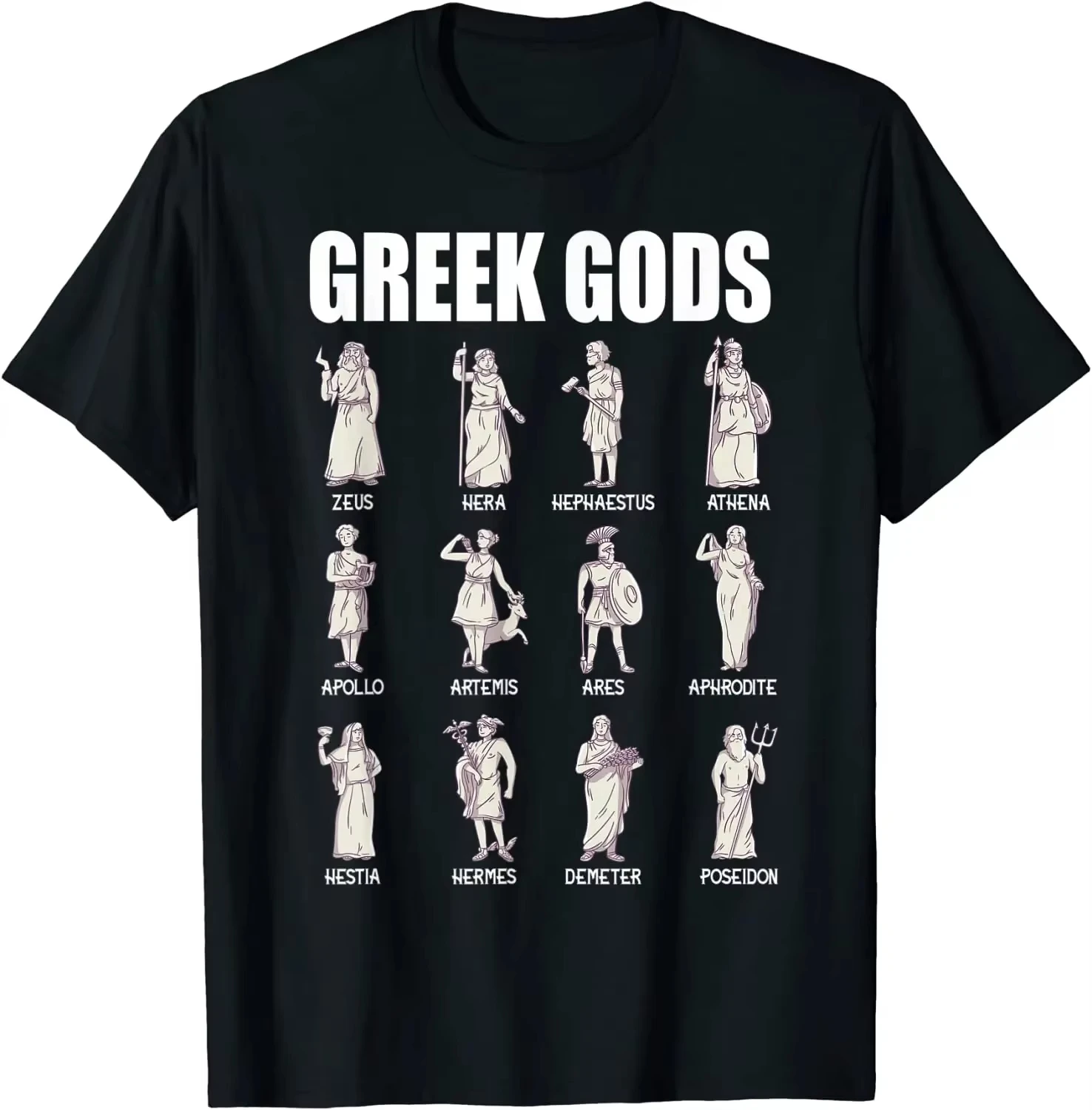 Greek Mythology Oversized Cotton T-Shirt - Casual Summer Streetwear