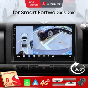 Junsun Qualcomm de 8 Núcleos 360 °   Radio para coche con CarPlay y Android Auto (opcional con cámara) para Mercedes Benz Smart Fortwo 451 2005-2011, sistema 2 DIN, estéreo, GPS, SWC, Bluetooth, FM, RDS, DSP, pantalla IPS, sistemas inteligentes para coche, control por voz con IA, 4G, WiFi, 8 núcleos, Plug&Play, unidad principal. 1