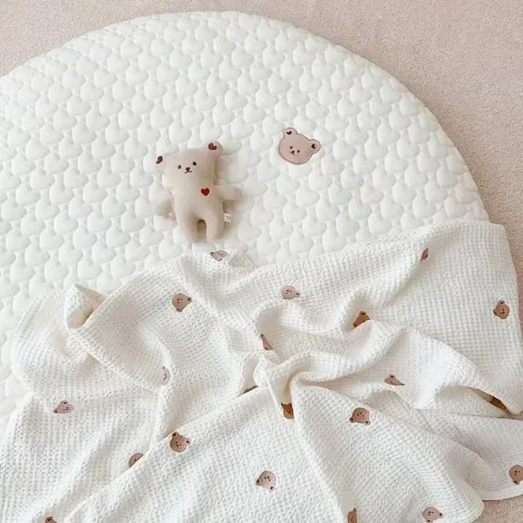 Yeni oyun kilim yuvarlak zemin halısı çocuk odası dekorasyon için yenidoğan bebek yastıklı oyun matı yumuşak pamuk tarama battaniye etkinlik Mat