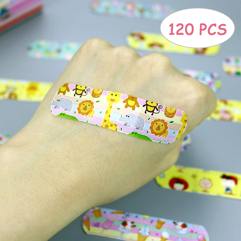 

120PCS Waterproof Breathable Cute Cartoon Band Aid Hemostasis Plasters Emergency for Kids Adult Random Pattern