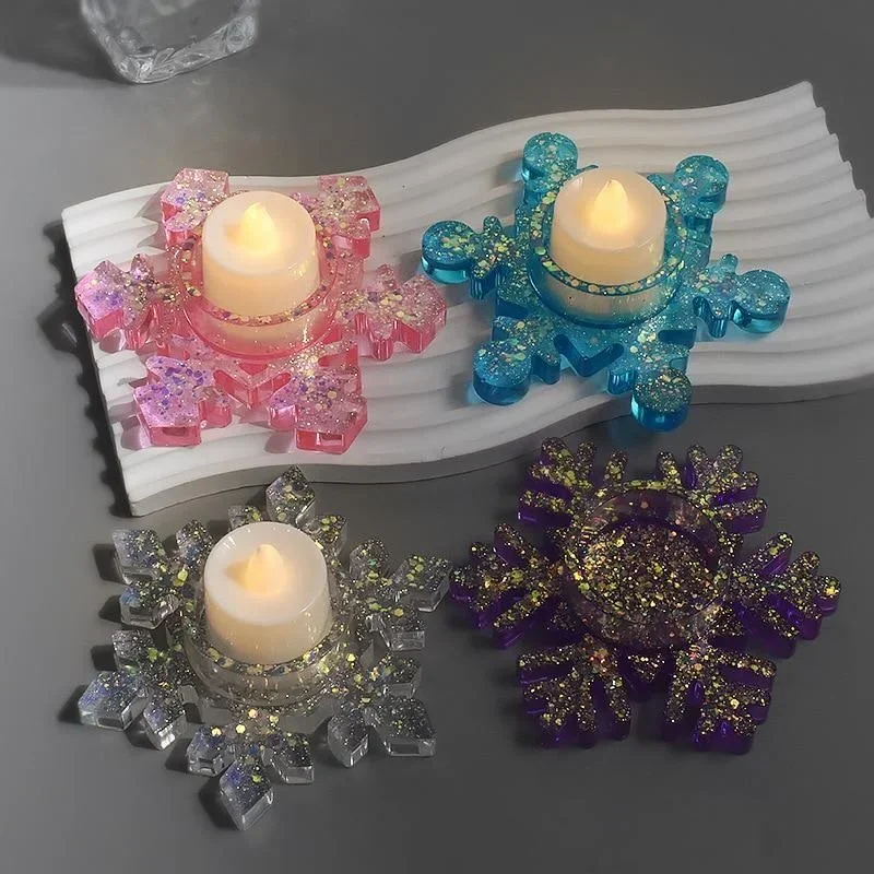 Creative Crystal Christmas Snowflake Jewelry Mold Handmade Aromatherapy Candle Mold Suitable Kids Birthday Cake Decoration Tool