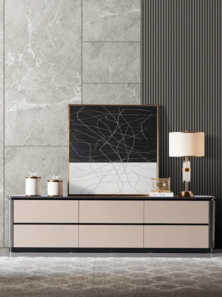 

Nordic Light luxury high-grade TV cabinet large family model room furniture post-modern Hong Kong style living room floor cabine