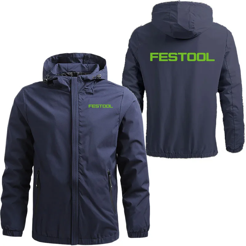 Fashion Brand Men's Jacket Windbreaker Festool tools printing Casual Loose Coat Trend Spring Autumn Hooded Charge Coat Jacket 2