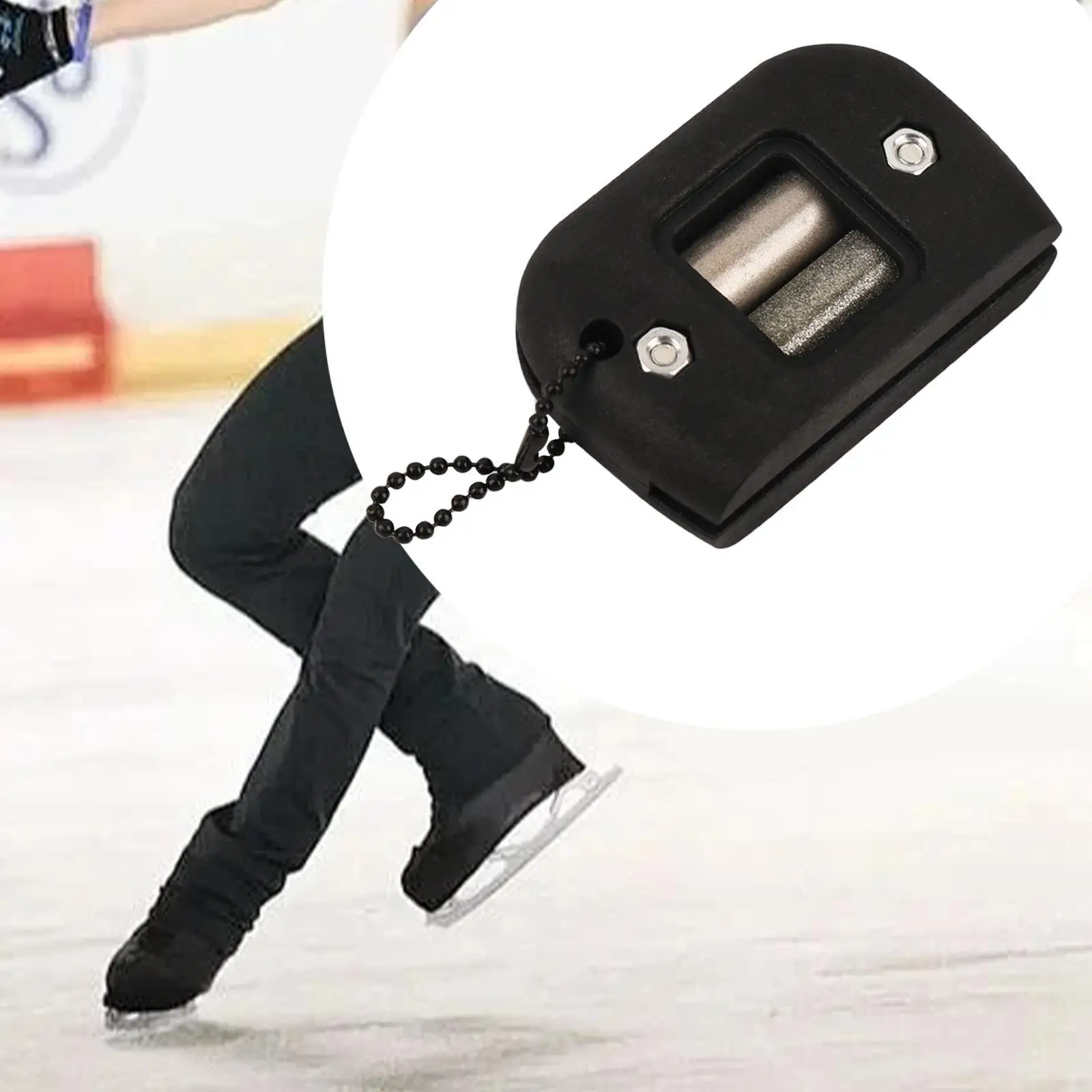 Ice Skate Sharpener Ice Skating Edge Blade Sharpener Professional Double Rods Manual Grindstone for Ice Hockey Skates (Black)