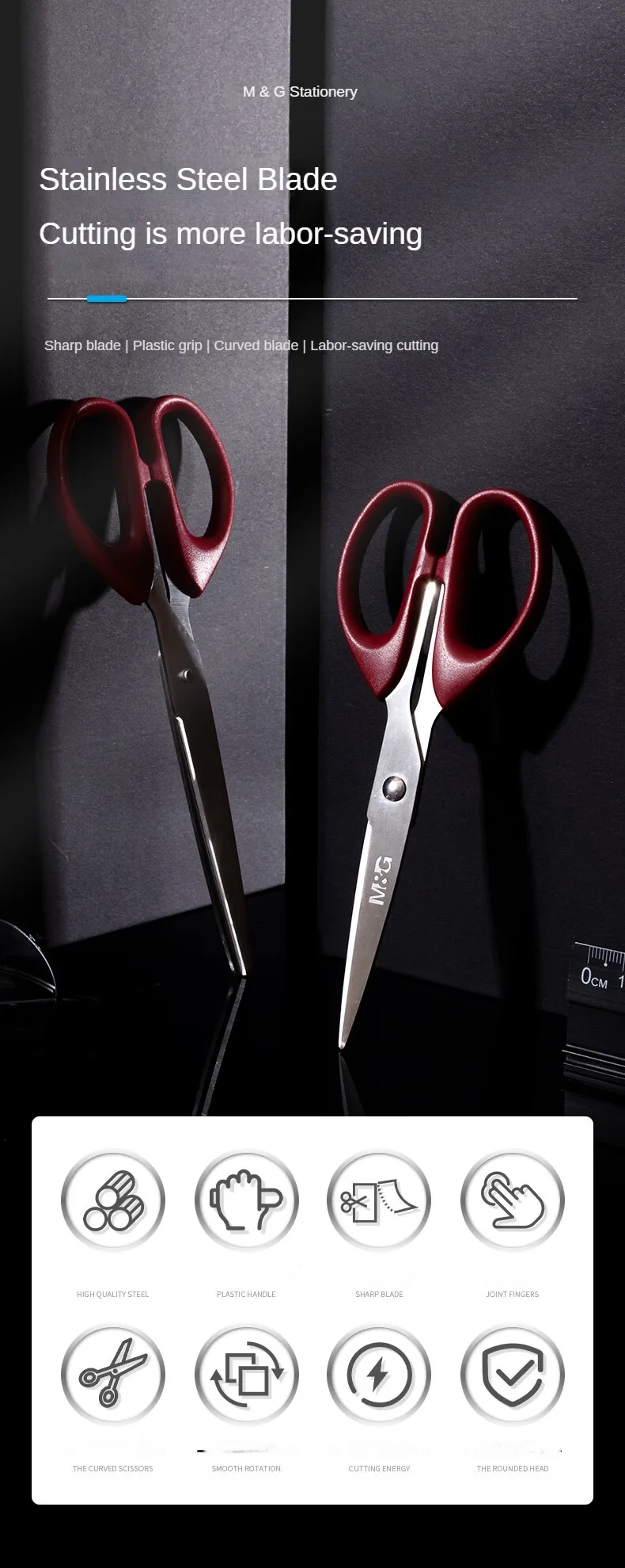 MG Red 160mm Scissors - Medium Handmade Office  Household Scissors