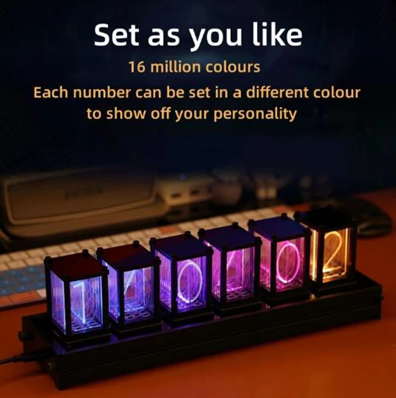 Vintage 16Million RGB Nixie Tube Clock DIY Table Clock Led Digital Electronic Desktop Watch Desk Home Decor Ornaments Gift
