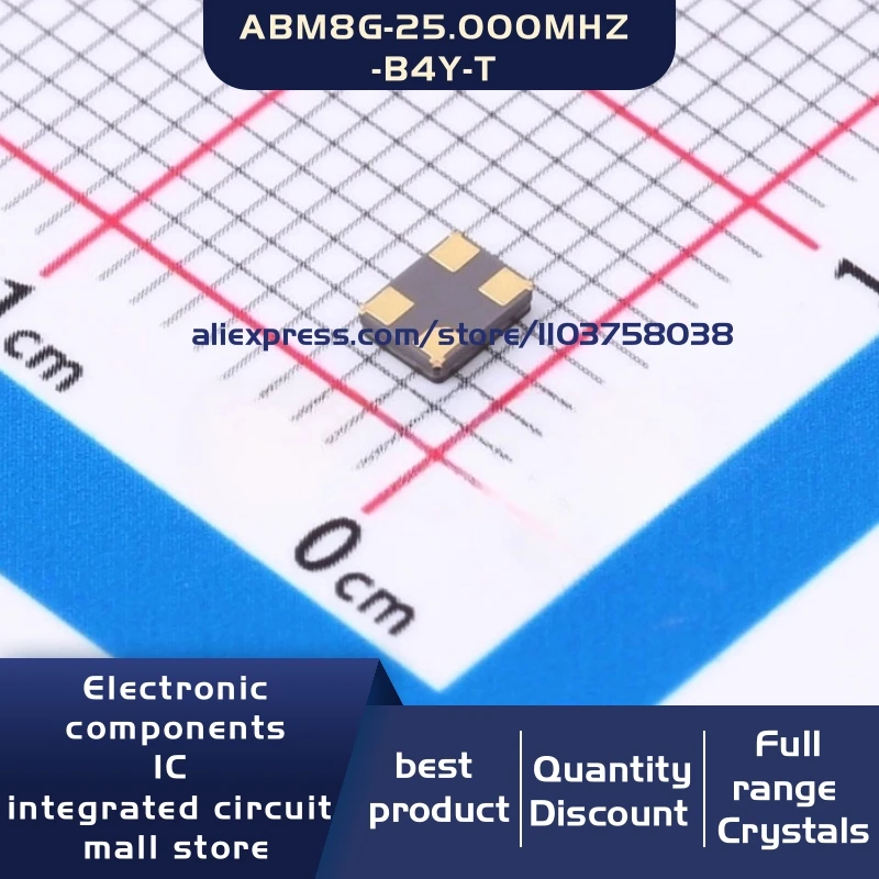 50개/몫 ABM8G-25.000MHZ-B4Y-T 25MHZ 30ppm 10pF 3225 4P 수정 발진기 공진기 4-SMD 재고 있음