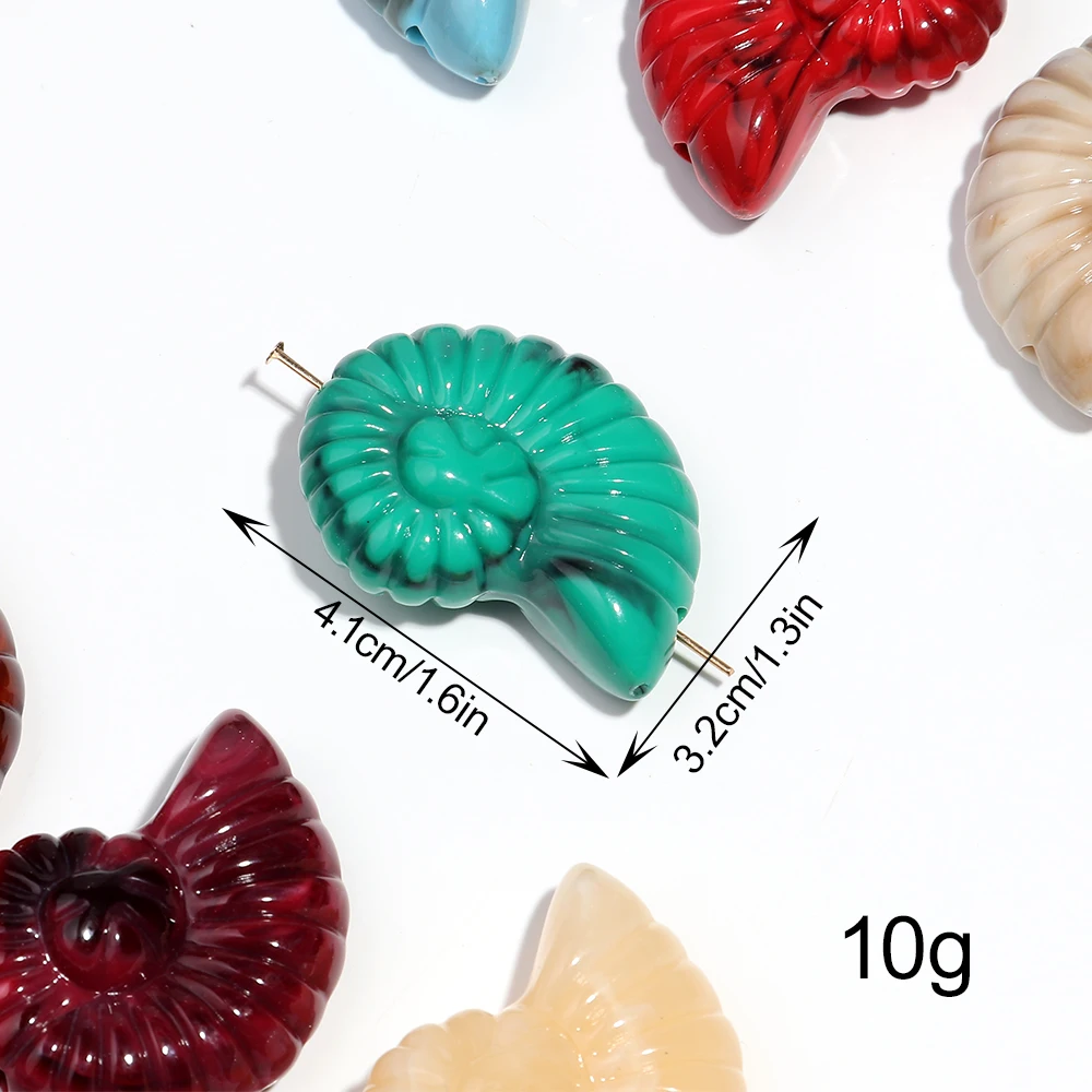 6pcs Mixed Color 32x41mm Conch Shell Acrylic Charms Pendant DIY Beach Jewelry Making Bracelet Keychain Necklace Accessories