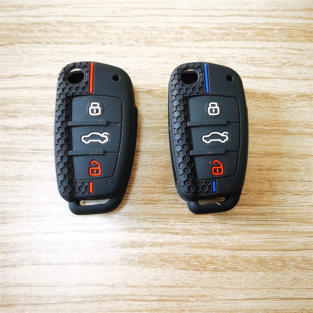 Key Case Cover Silicone Key Case Cover Shell for Audi A4 B7 A6 C6 4f 8v A3 8p A1 A3 Accessories Auto Remote Key Holder 3 Button Jacket