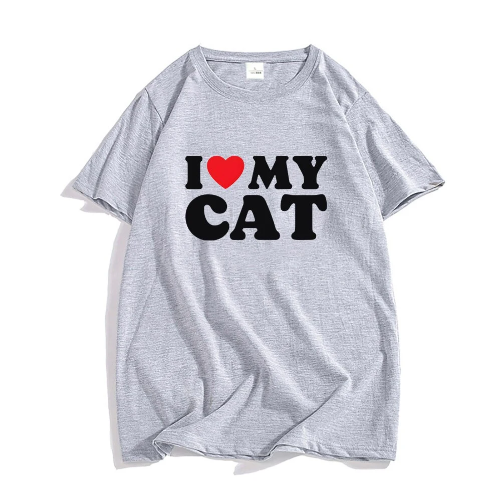 I Love My Cat T-shirt Harajuku Letter Print Heart Graphic Unisex Tshirt Summer Fashion Streetwear Short Sleeve Women Men T Shirt 3
