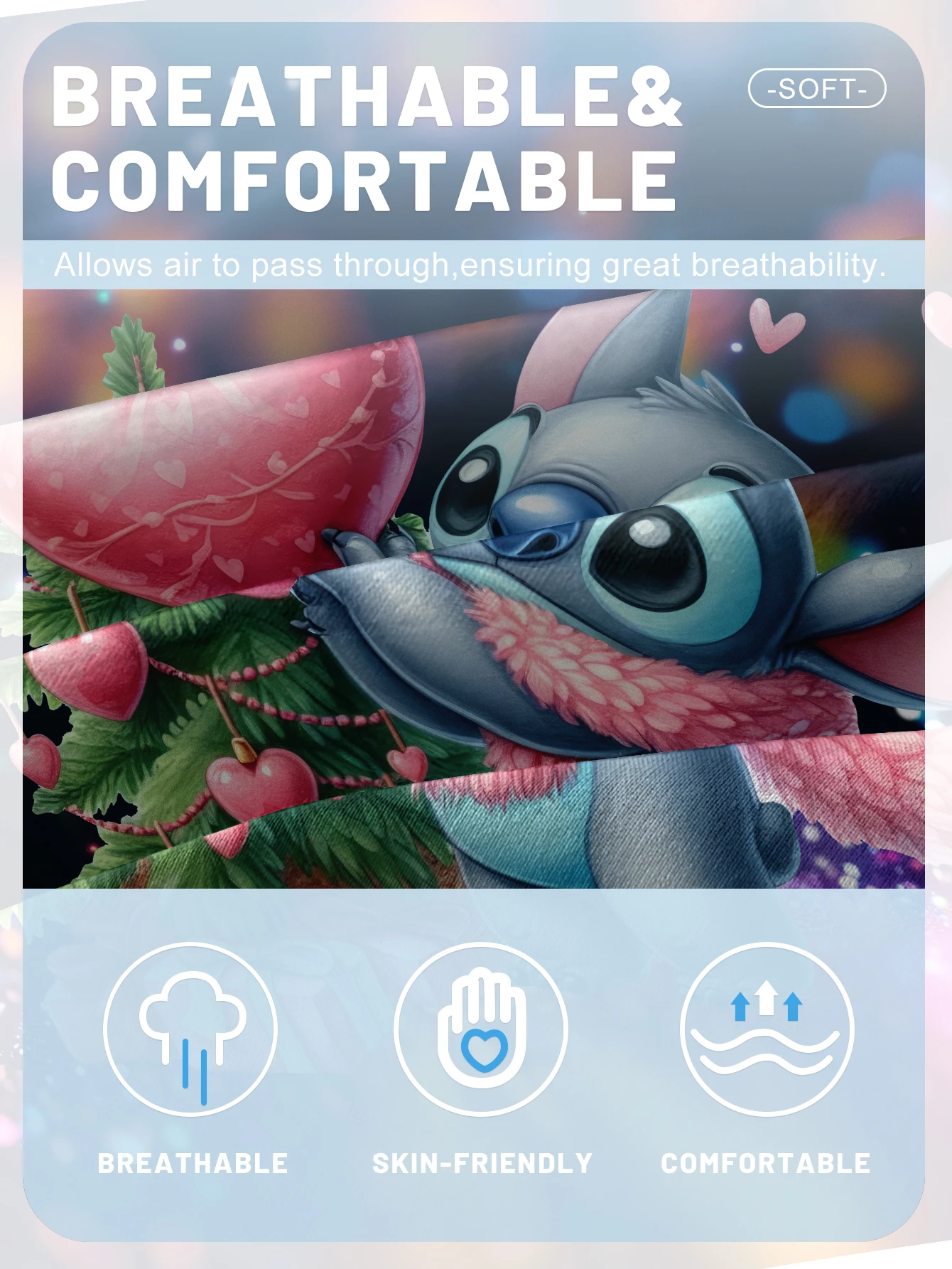 1 cartoon cute Stitch pattern digital printed frosted Fitted Sheet,bedroom printed bed cover,bedding(No pillowcase) 5