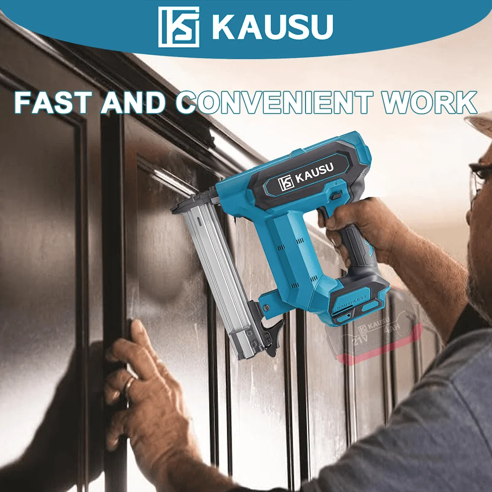 KAUSU F30 Cordless Electric Straight Nail Gun Nailer Wireless Furniture Staple Gun Tacker Stapler Power Tool Makita 18V Battery