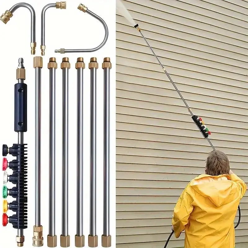 4000 PSI Telescoping High Pressure Washer Wand Set  Wall Cleaning Gun Stainless Steel Extension Pole High Pressure Water Gun 5