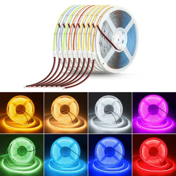 COB Led 스트립 24V 320LED/M LED 리본 0.5-10m, 아주 밝은 Led 스트립 램프, 콜드 화이트/아이스 블루/레드/그린 // 핑크, 방 조명용