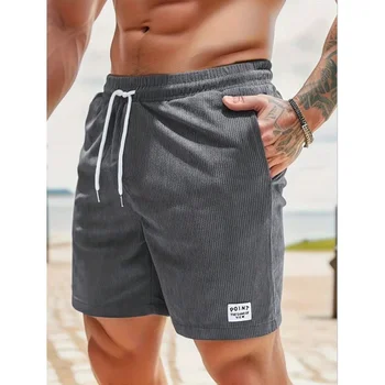 Vintage Cargo Shorts Men's Summer Trendy Retro Corduroy Short Pants Men's Casual Solid Color Shorts Sports Breathable Sweatpants 1