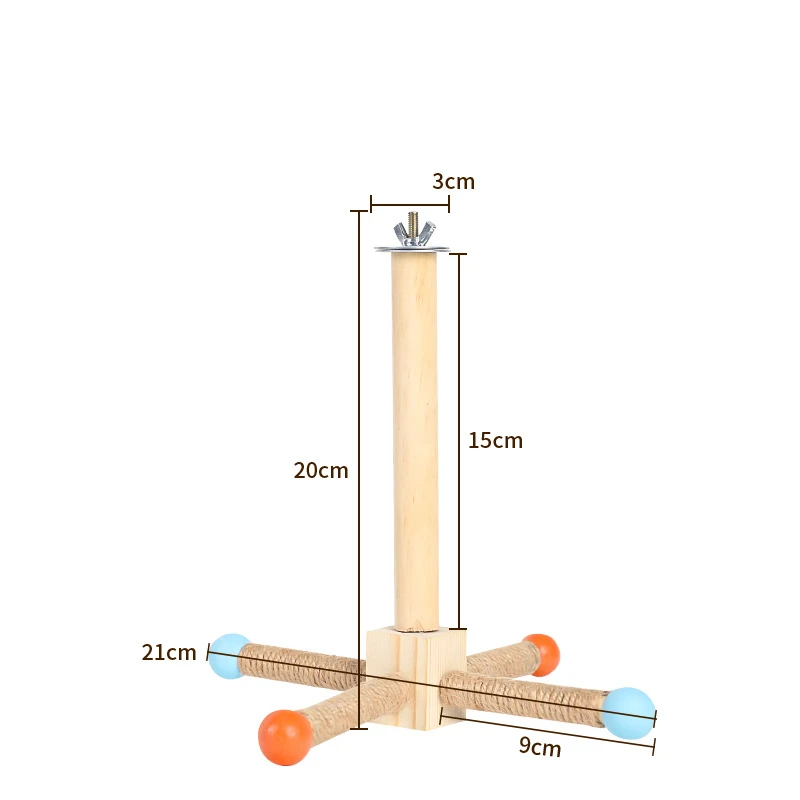 Parrot Toy Bird Toy Bird Perch Stand Parrot Rotating Balls Windmill Toy Station Stick Band Bearing Wooden Bird Perch Toy