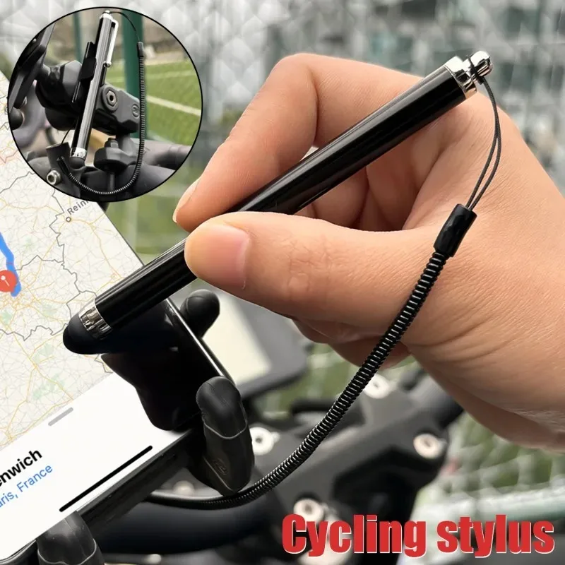 Universal Capacitive Screen Stylus with Spring Cable and Pen Clip