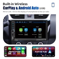 Unité principale autoradio ESSGOO 7 pouces sans fil Apple CarPlay Android Auto Double DIN Radio AUX FM Bluetooth USB TF Touchscreen Mirror Link 4
