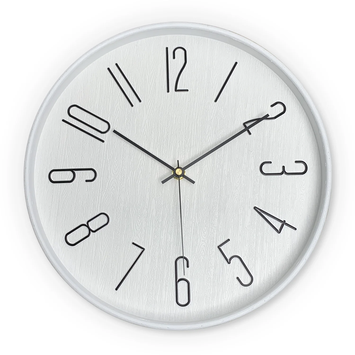12inch Stereo Digital Imitation Wood Texture Plastic Glass Wall Clock Living Room Bedroom Home Decoration Silent Quartz Clock