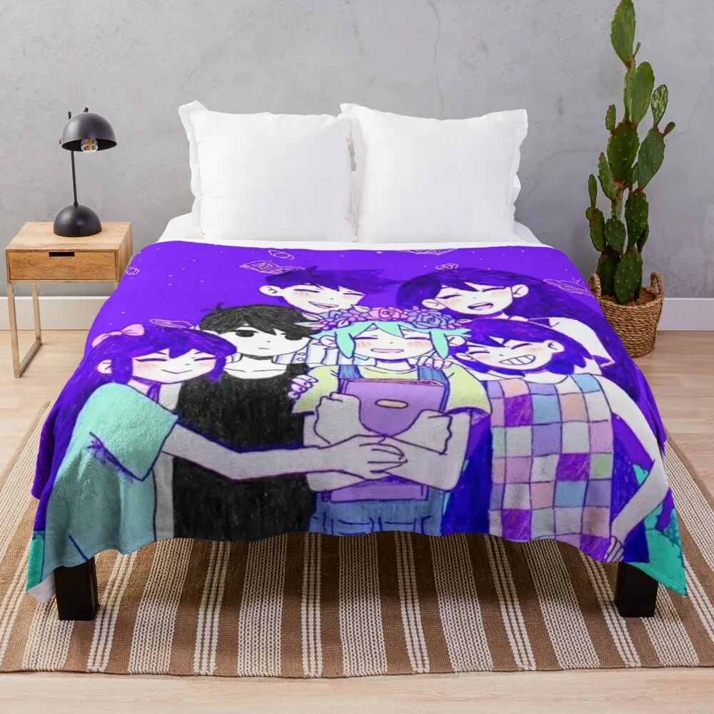 

Omori and Friends Throw Blanket Single Blanket Vintage Blanket Sofa Blanket