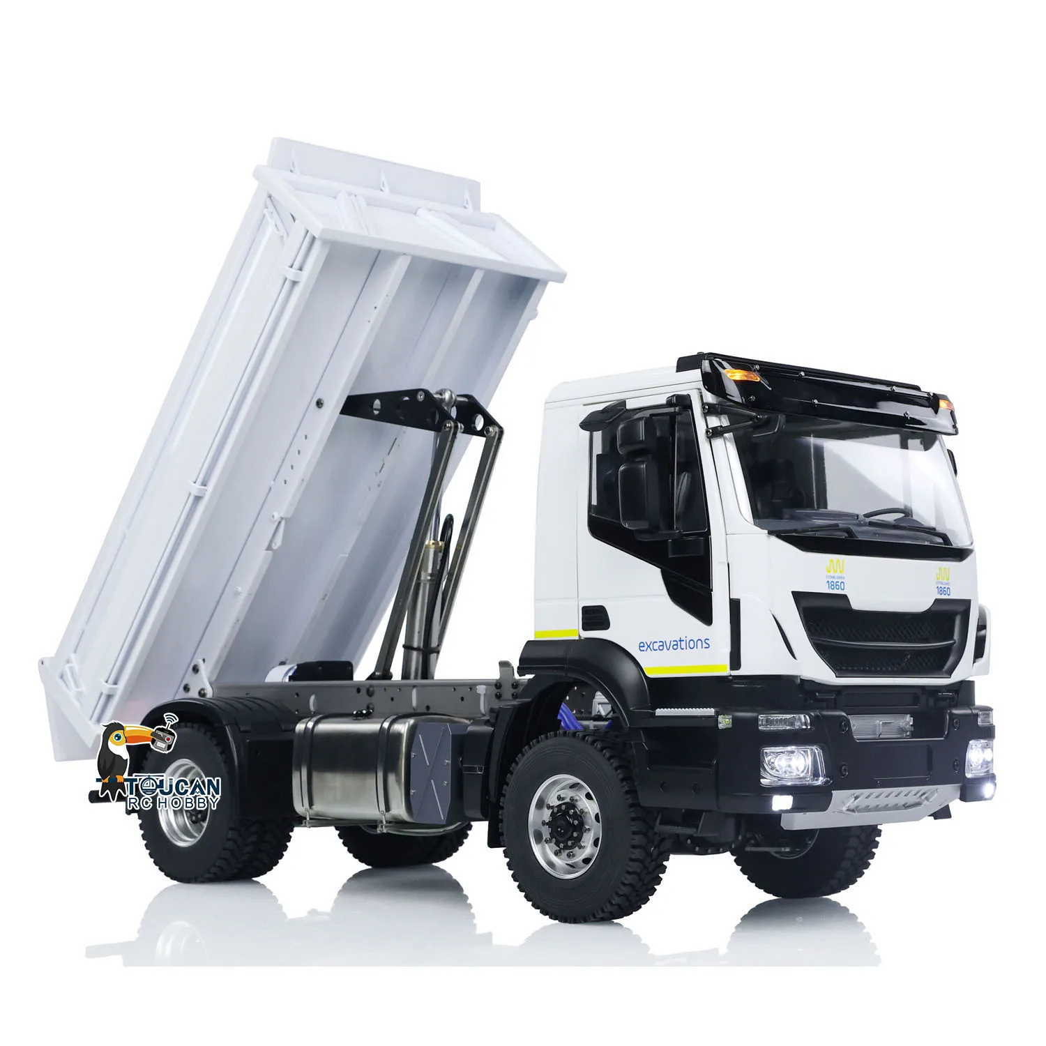 1/14 RC Hydraulic Metal DumpTruck 4x4 Remote Control Tipper Dumper Car Model Painted Assembled RC Toy with Light Sound Set 3