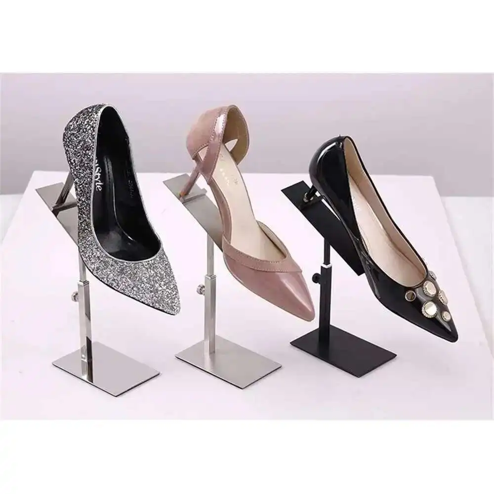 1PCS Black Gold Silver Stainless Steel Adjustable Shoe Display Rack Stand Holder