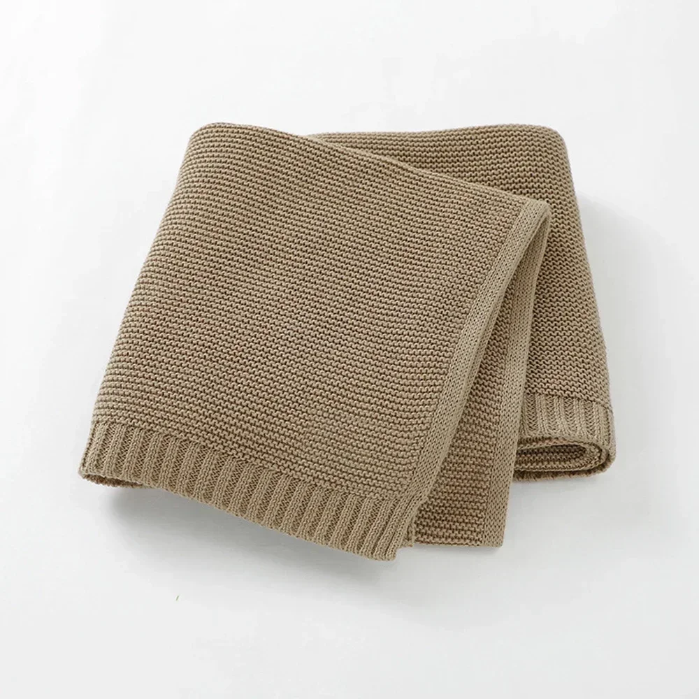 Cotton Knitted Blanket Personalized Embroidered Name Baby Boy Baby Girl Soft Blanket Baby Shower Breathable Stroller Blanket 5