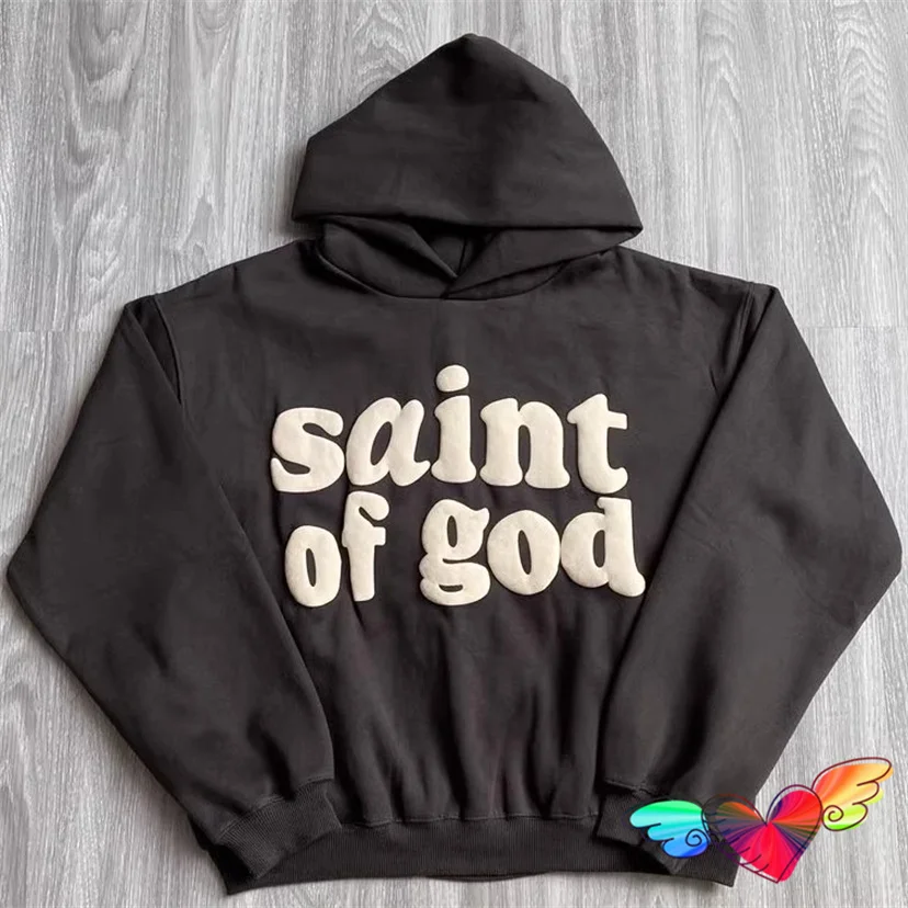 

2024 Dark Grey Saint Of God Hoody Men Women 3D Puff Print Saint Of God Hoodie Fleece Pullovers Hip Hop MICHAEL Sweatshirts