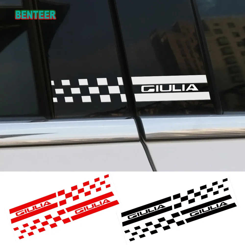 2Pcs Car B Pillar Sticker Car Windows Sticker Per Alfa Romeo Giulia Accessori Auto