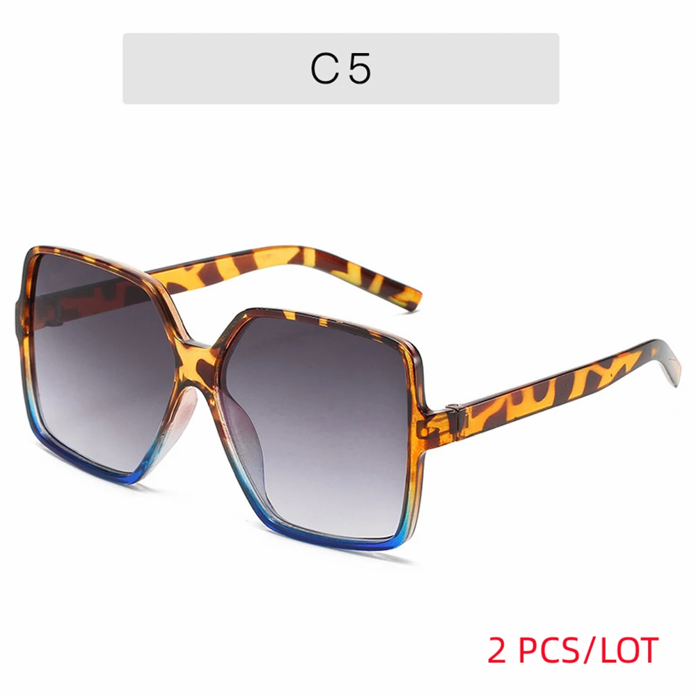  - Black Square Oversized Sunglasses Women Big Frame Colorful Sun Glasses Female Mirror Oculos Unisex Gradient Hip Hop Shades
