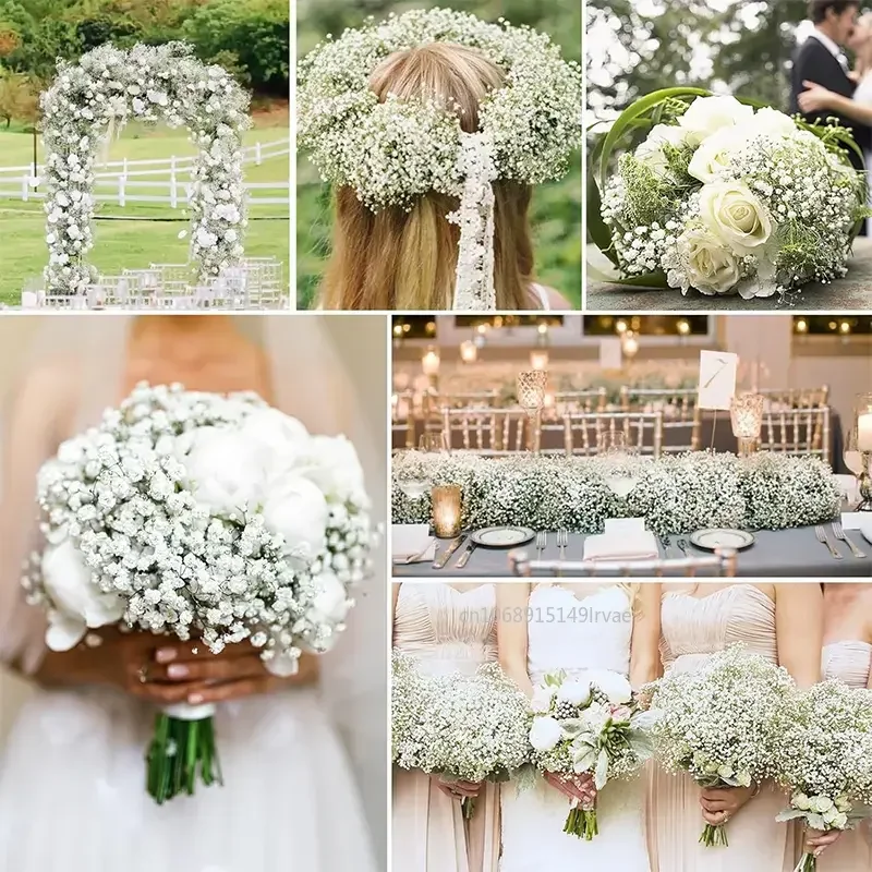 90Heads Artificial Flowers Branch Plastic Gypsophila DIY Floral Bouquets for Handmade Wedding Engagement Party Home Decorations