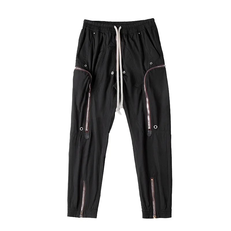 IEFB High Quality Male's Trousers Streetwear Multi Zipper Trend Men's Casual Pants Drawstring Elastic Waist Ankle-length Pants 5