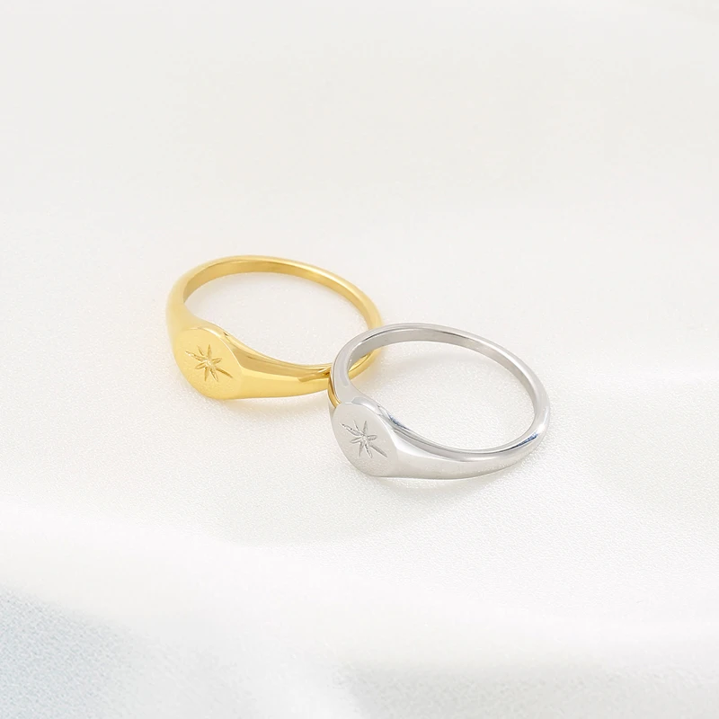 Amaxer Anello Stella Polare per Donne Acciaio Inossidabile Starburst Hollow Out Open Adjustable Finger Ring Gioielli Regali per Donne Ragazze Amici (Argento
