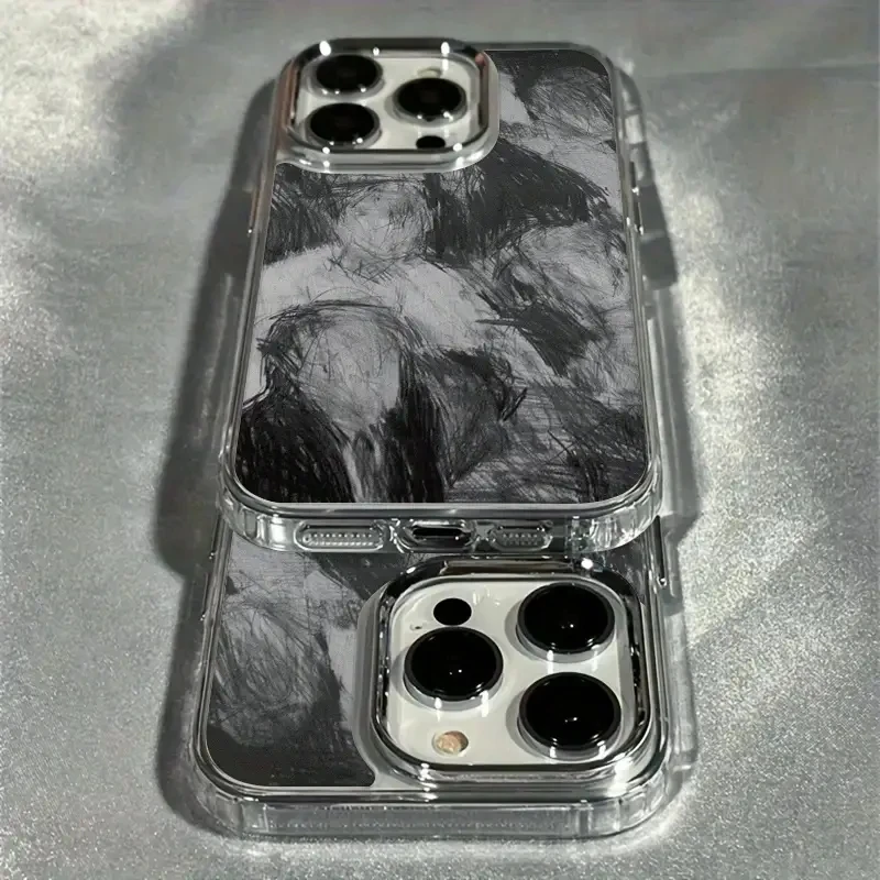 Abstract Human Silver Lens Frame Transparent Phone Case with Transparent Cover