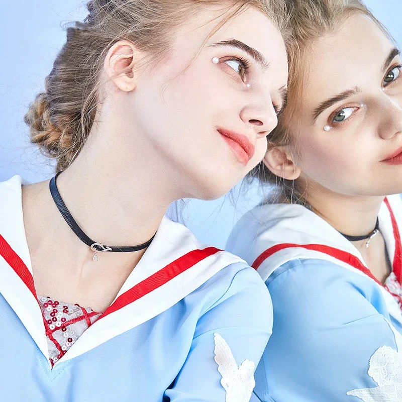 KALETINE  & 블랙 브레이드 초커 목걸이 여성을위한 Chocker Colar Fish 동물 쥬얼리 소녀를위한 블랙 로프 선물