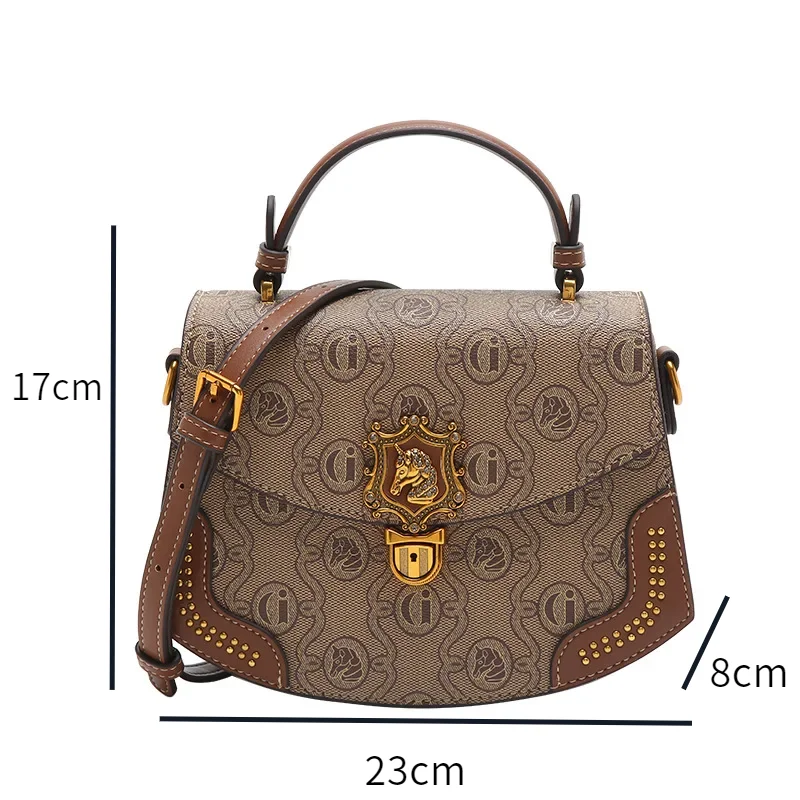 

Luxury Vintage Printed Saddle Women's Bag 2024 New Commuter High Capacity Designer One Shoulder Crossbody Bag Fashion Pillow Bag