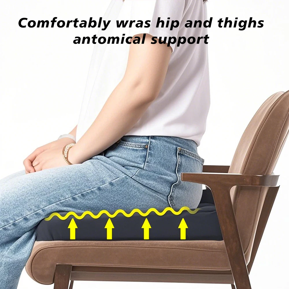 Cooling Pressure-Relief Seat Cushion with Temperature-Lowering Fabric