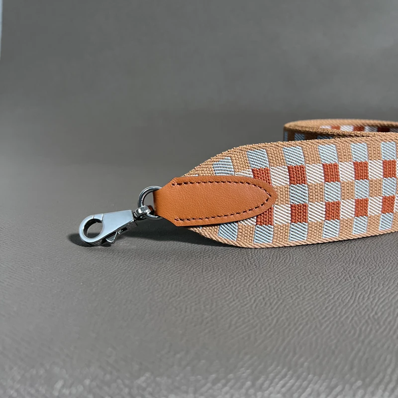 H 5cm Wide Checkerboard Weaving Canvas Swift Cowhide Suitable For Kelly Bag Shoulder Strap Bag DIY Accessories