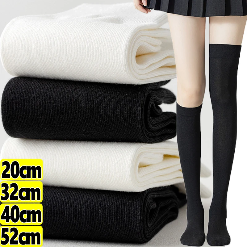 

JK Silk Sox Thin White Black Knee Sock Women Stocking Lolita Uniform Thin Long Socks Nylon Elastic Summer Underwear 20-52cm