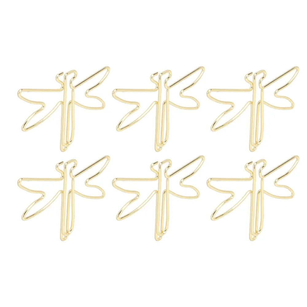 100Pcs 잠자리 모양 종이 클립 전기 도금 금속 미끄럼 방지 대형 귀여운 종이 클립 다목적 41*28mm 점보 와이드 클립