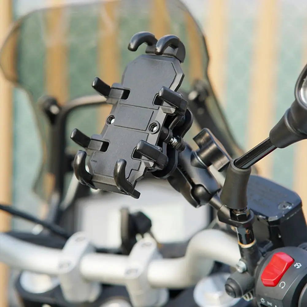 

Motorcycle Handlebar Mobile Phone Holder Shockproof Anti-slip Anti-shake One-Hand Operation Navigation Phone Stand Mount Scooter
