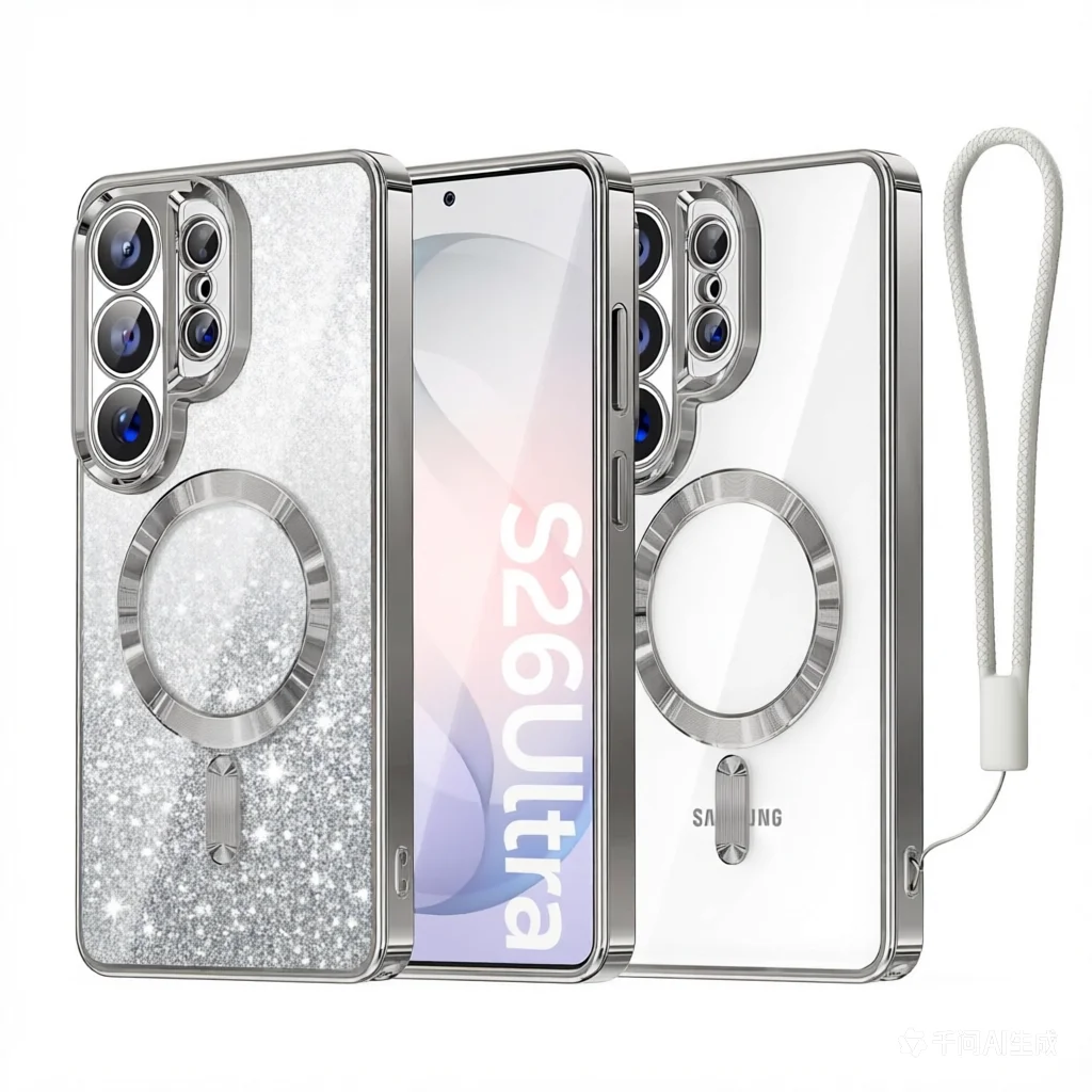 Glitzer-Plating-Lanyard für Magsafe-Hülle für Samsung Galaxy S26 Ultra S25 S24 S23 S22 S21 Plus Note 20 Magnetische Weiche TPU-Abdeckung – Detail 7