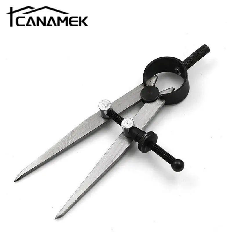 Adjustable Leather Compass Lockable Carbon Steel Divider Wing Creaser DIY Leathercraft Rotating Line Scribing Gauge Caliper Tool