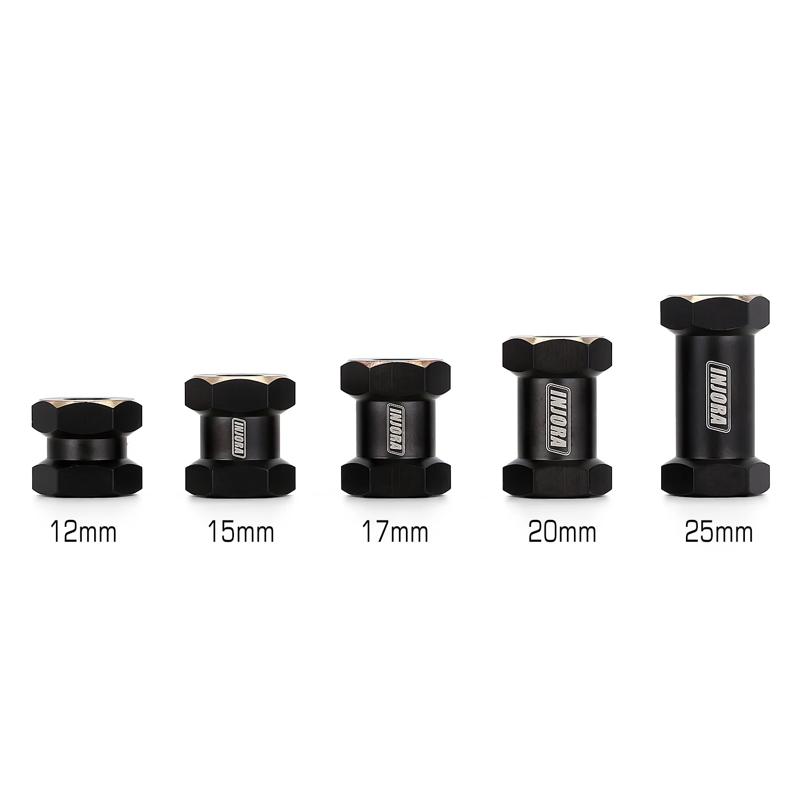 4x Prolunga Adattatore Mozzo Ruota 12mm, 20mm, Per Assale 1/10 RC Crawler SCX10 D90, Autopartsland, Nero