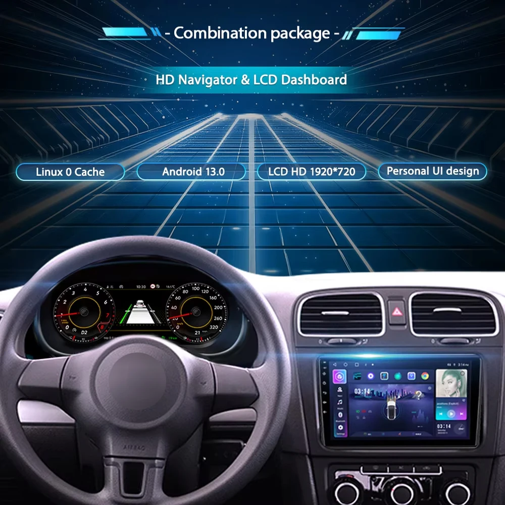 Wowuseful 10,25 Lcd tablero Digital Cluster para VW Scirocco 2004-2016 Paneel Cockpit reproductor Android mapas navegación Radio 2