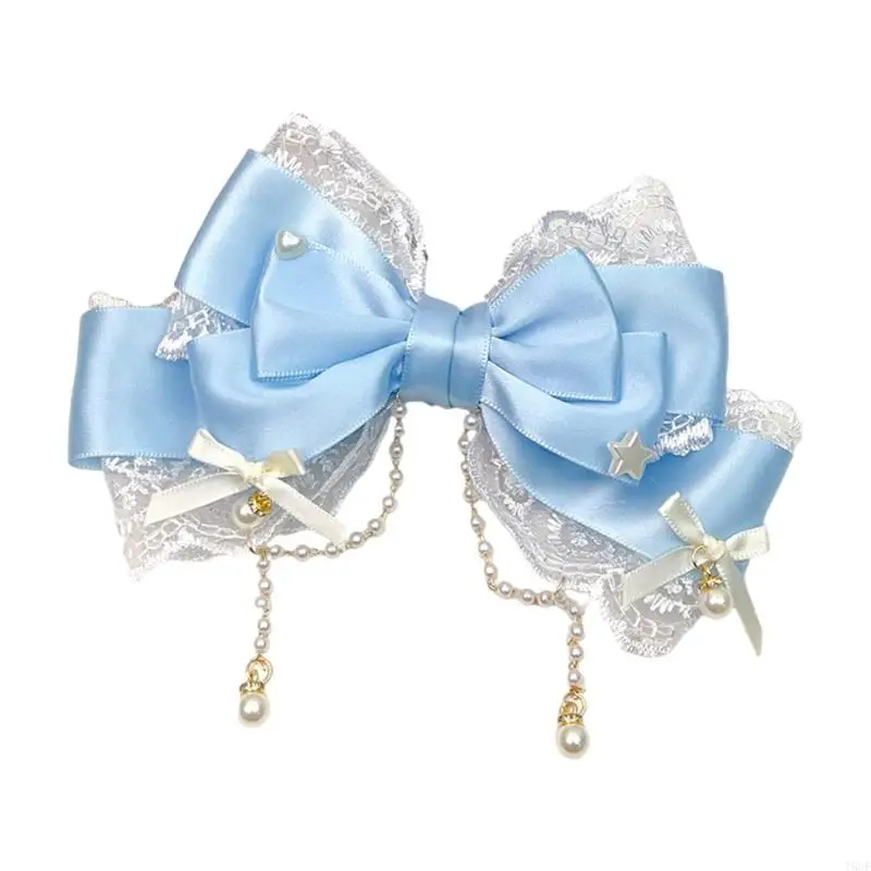 T8UE Lovely Tassels Hair Clip for Kids with Bowknot and Pearls Designs Portable Accessory for Parties and Daily Wear