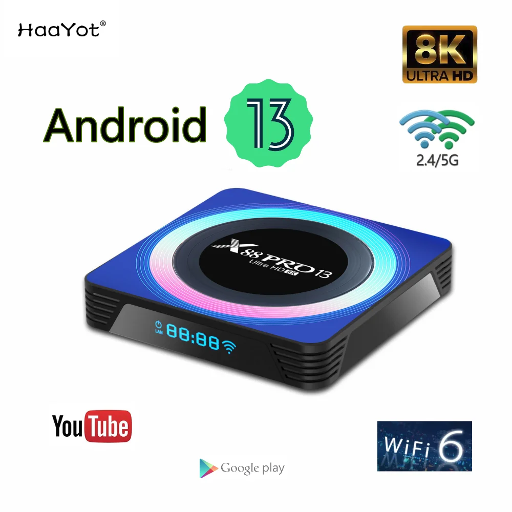 X88 Pro 13 Android 13 Smat TV Box Rockchip RK3528 2G 16G 4G 64G 8K HD Video Decoding Dual-band WIFI6 BT5.0 Set Top Box new rk3528 android 13 x88 pro 13 smart tv box google ota set top box dual band wifi6 2 4g